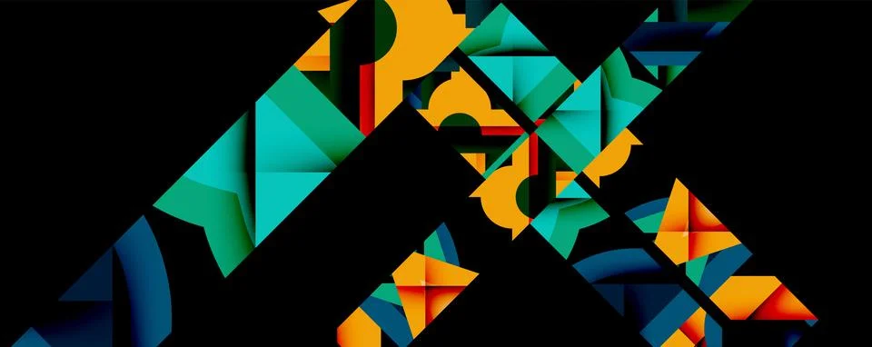 Abstract geometric artwork with interwoven angular and curved shapes, dynamic イラスト素材