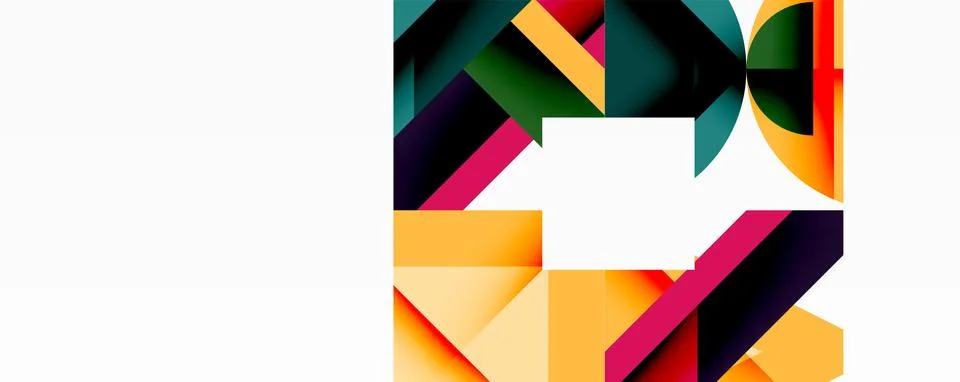 Abstract geometric artwork with interwoven angular and curved shapes, dynamic Stock Illustration