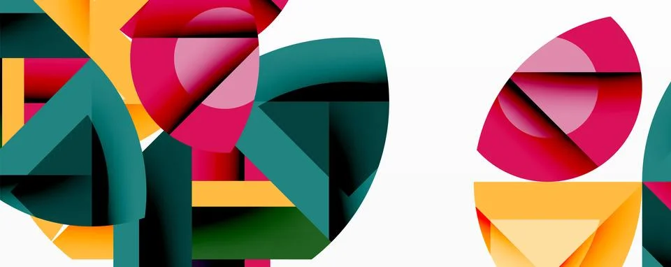 Abstract geometric artwork with interwoven angular and curved shapes, dynamic Illustrazione stock