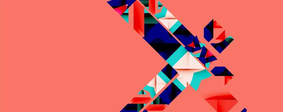 Abstract geometric artwork with interwoven angular and curved shapes, dynamic イラスト素材