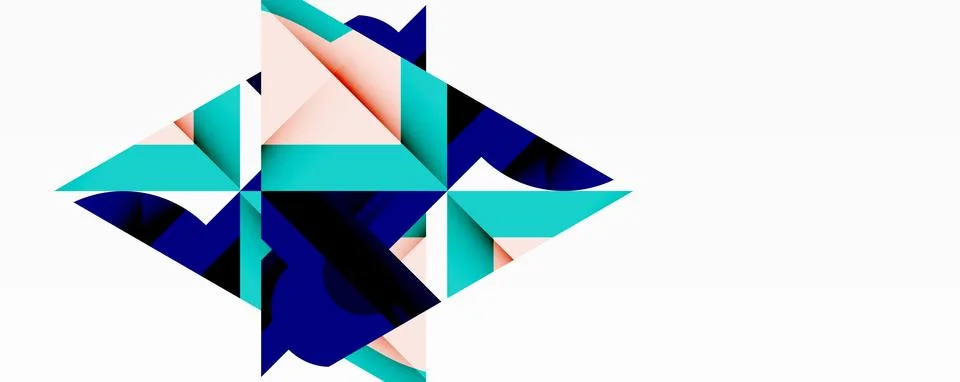 Abstract geometric artwork with interwoven angular and curved shapes, dynamic Illustrazione stock