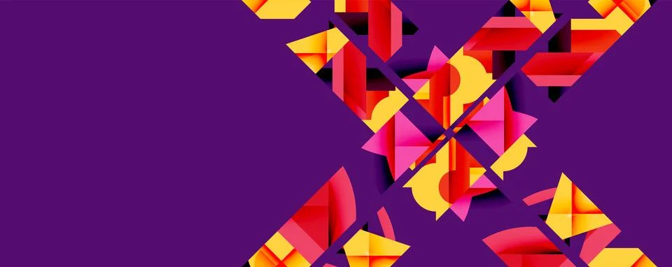 Abstract geometric artwork with interwoven angular and curved shapes, dynamic Stock Illustration