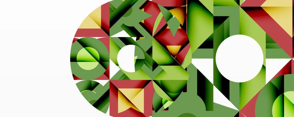 Abstract geometric artwork with interwoven angular and curved shapes, dynamic Stockillustratie