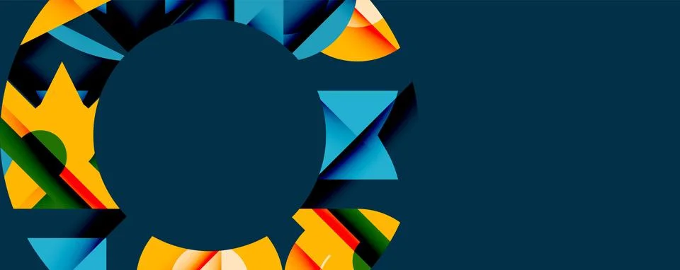 Abstract geometric artwork with interwoven angular and curved shapes, dynamic Illustrazione stock