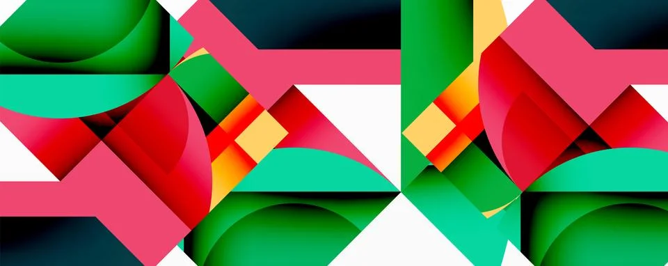 Abstract geometric artwork with interwoven angular and curved shapes, dynamic Illustrazione stock