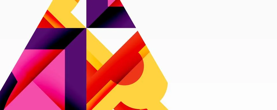 Abstract geometric artwork with interwoven angular and curved shapes, dynamic Stock Illustration