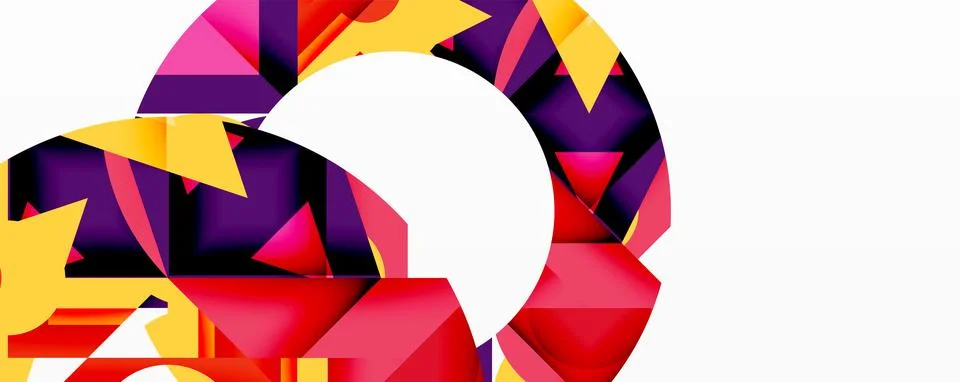 Abstract geometric artwork with interwoven angular and curved shapes, dynamic Stock Illustration