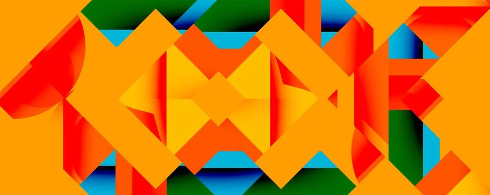 Abstract geometric artwork with interwoven angular and curved shapes, dynamic Illustrazione stock