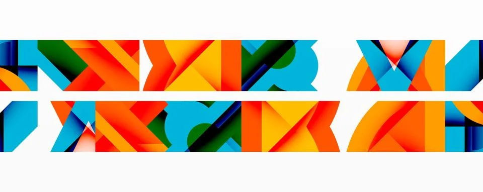 Abstract geometric artwork with interwoven angular and curved shapes, dynamic Ilustração Stock