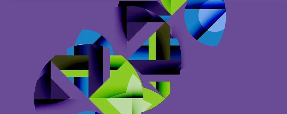 Abstract geometric artwork with interwoven angular and curved shapes, dynamic Stock Illustration