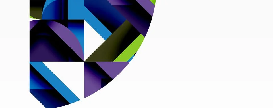 Abstract geometric artwork with interwoven angular and curved shapes, dynamic Stock Illustration