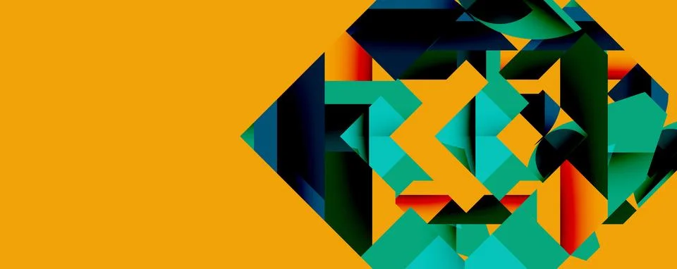 Abstract geometric artwork with interwoven angular and curved shapes, dynamic Illustrazione stock