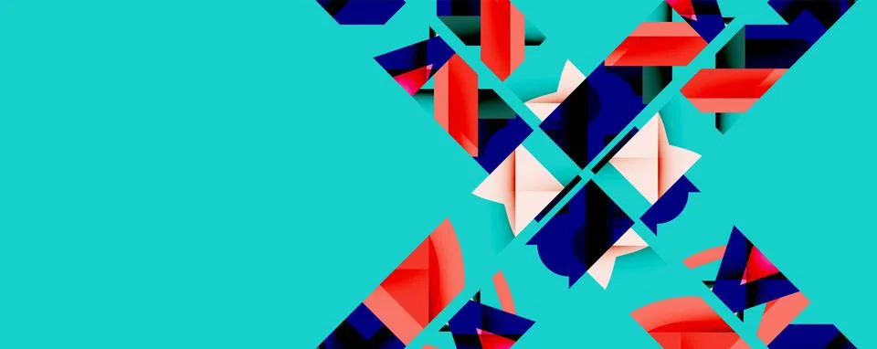 Abstract geometric artwork with interwoven angular and curved shapes, dynamic イラスト素材