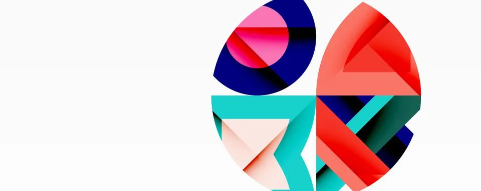 Abstract geometric artwork with interwoven angular and curved shapes, dynamic Ilustração Stock