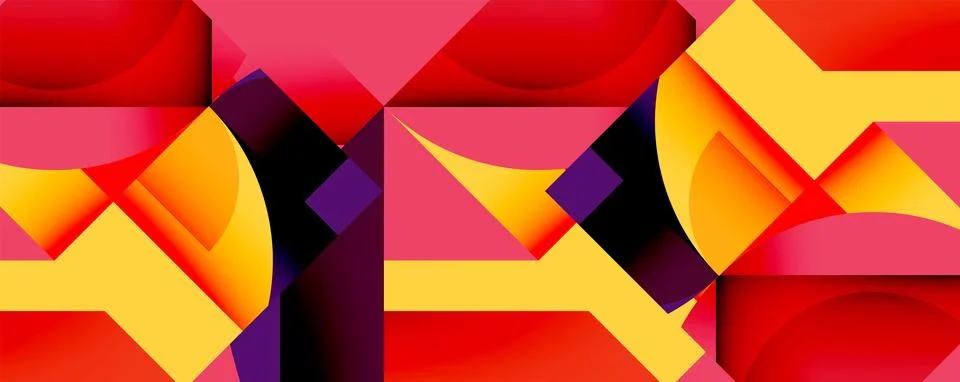Abstract geometric artwork with interwoven angular and curved shapes, dynamic Illustrazione stock