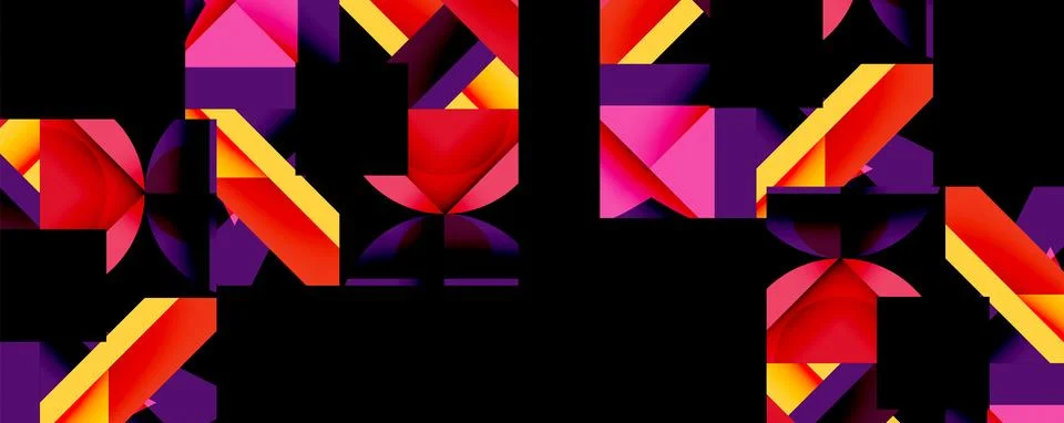 Abstract geometric artwork with interwoven angular and curved shapes, dynamic Stockillustratie