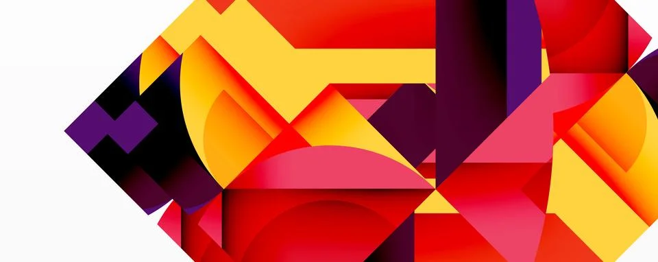 Abstract geometric artwork with interwoven angular and curved shapes, dynamic Illustrazione stock