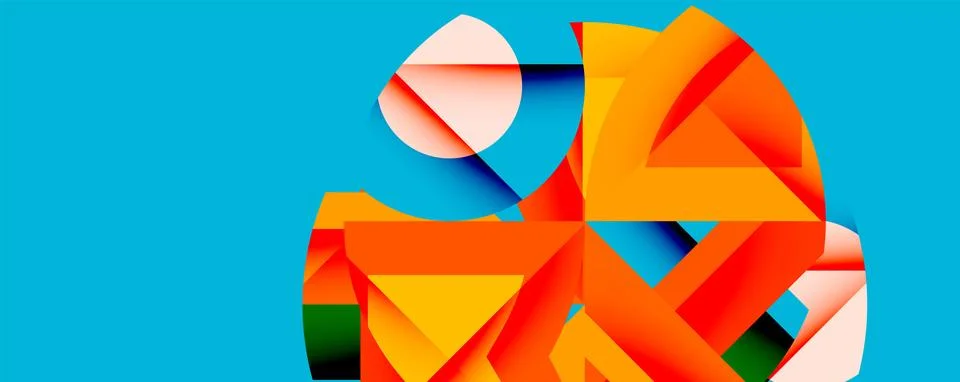 Abstract geometric artwork with interwoven angular and curved shapes, dynamic Stock Illustration