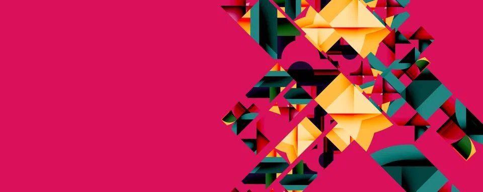 Abstract geometric artwork with interwoven angular and curved shapes, dynamic Illustrazione stock