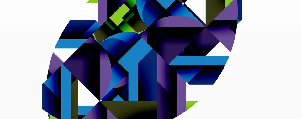 Abstract geometric artwork with interwoven angular and curved shapes, dynamic イラスト素材