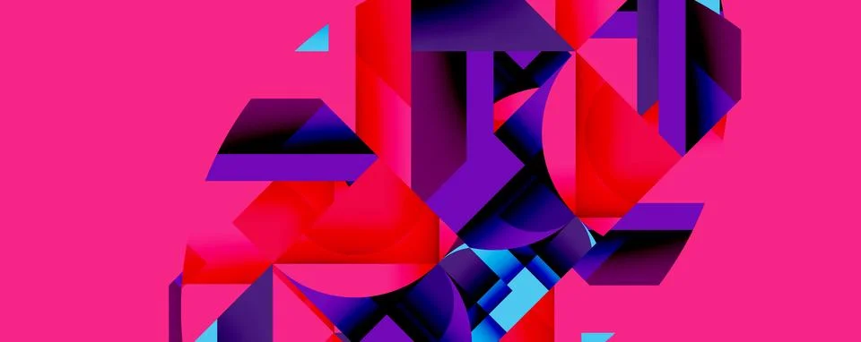 Abstract geometric artwork with interwoven angular and curved shapes, dynamic 스톡 일러스트