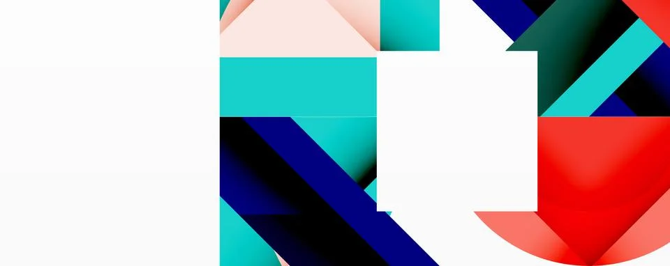 Abstract geometric artwork with interwoven angular and curved shapes, dynamic Stockillustratie