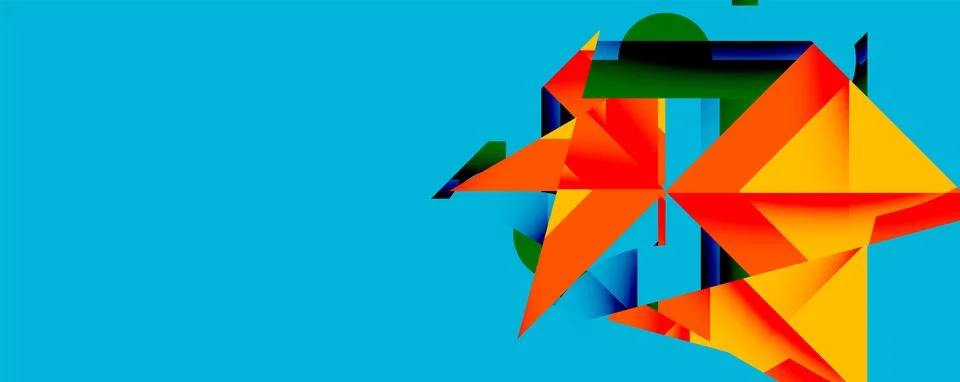 Abstract geometric artwork with interwoven angular and curved shapes, dynamic Stock Illustration