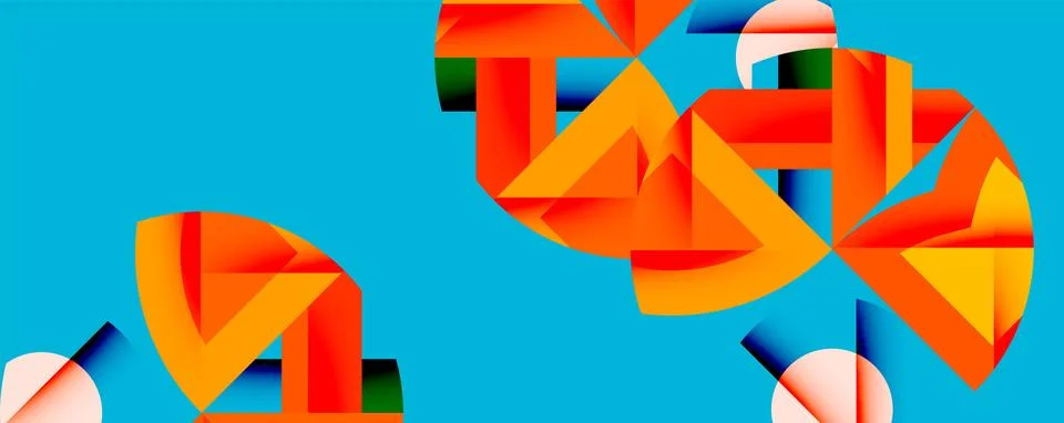 Abstract geometric artwork with interwoven angular and curved shapes, dynamic Stockillustratie