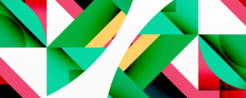 Abstract geometric artwork with interwoven angular and curved shapes, dynamic Ilustração Stock