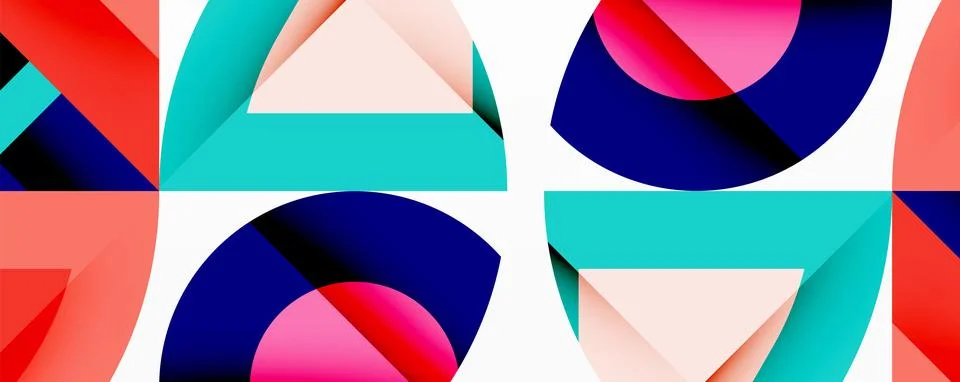 Abstract geometric artwork with interwoven angular and curved shapes, dynamic Stockillustratie