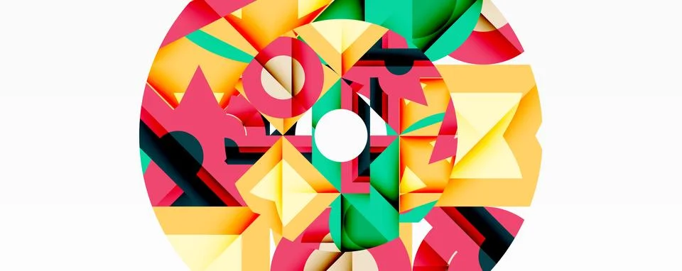 Abstract geometric artwork with interwoven angular and curved shapes, dynamic Illustrazione stock