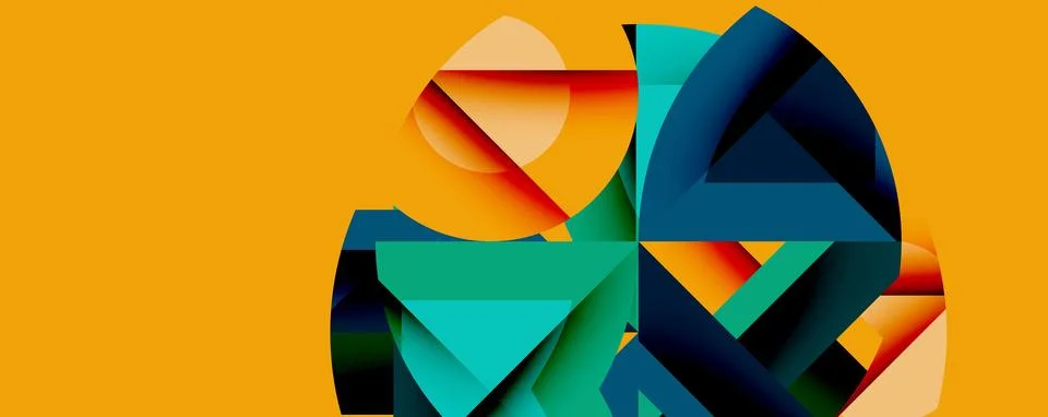 Abstract geometric artwork with interwoven angular and curved shapes, dynamic イラスト素材