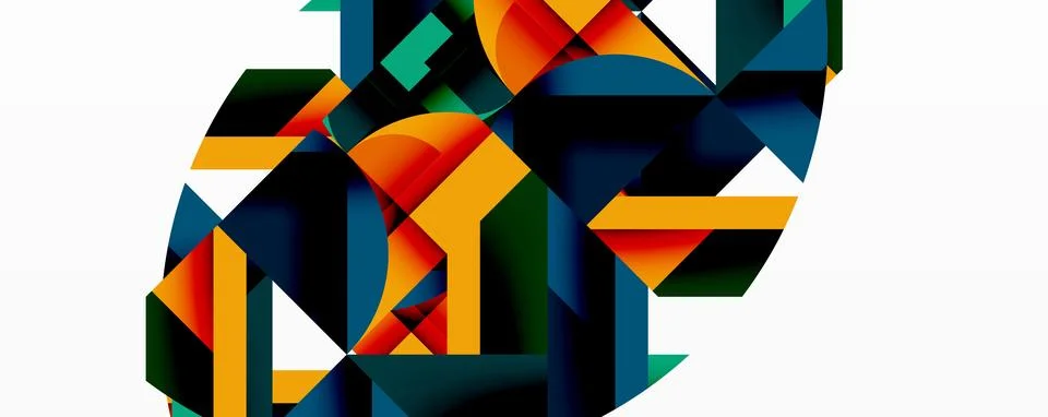 Abstract geometric artwork with interwoven angular and curved shapes, dynamic 스톡 일러스트