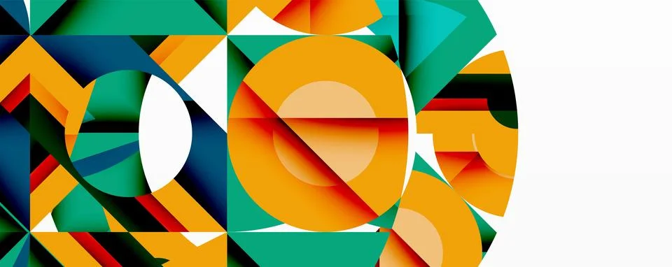 Abstract geometric artwork with interwoven angular and curved shapes, dynamic Illustrazione stock