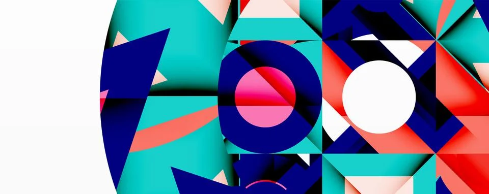 Abstract geometric artwork with interwoven angular and curved shapes, dynamic Ilustração Stock