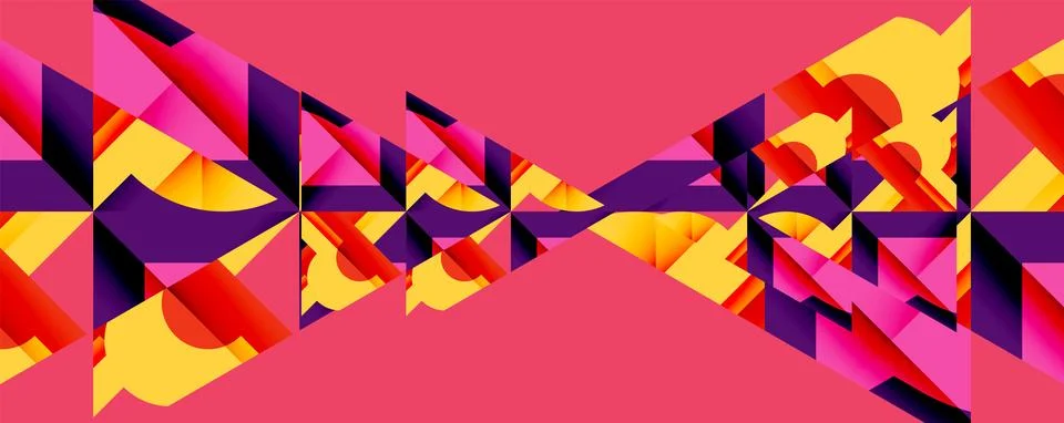 Abstract geometric artwork with interwoven angular and curved shapes, dynamic Illustrazione stock