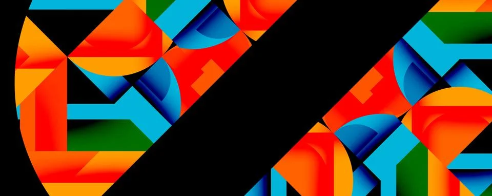 Abstract geometric artwork with interwoven angular and curved shapes, dynamic Stock Illustration