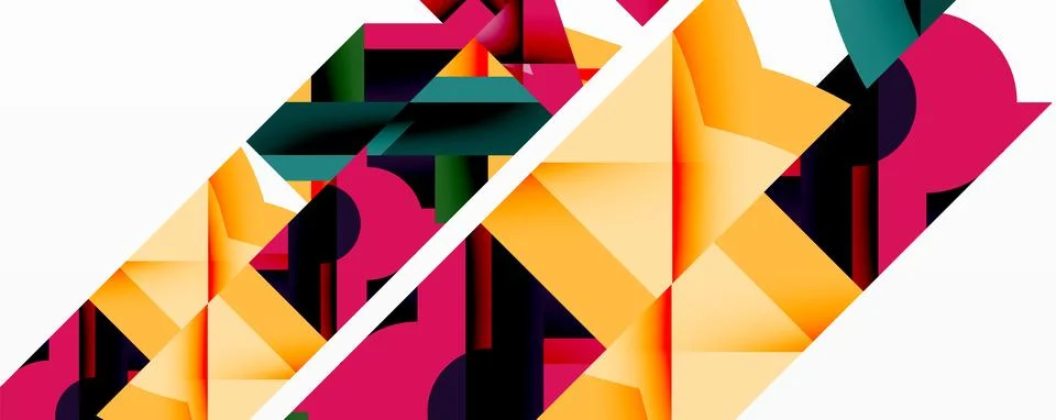Abstract geometric artwork with interwoven angular and curved shapes, dynamic Ilustração Stock