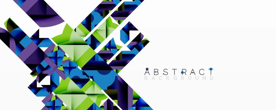 Abstract geometric artwork with interwoven angular and curved shapes, dynamic Stockillustratie