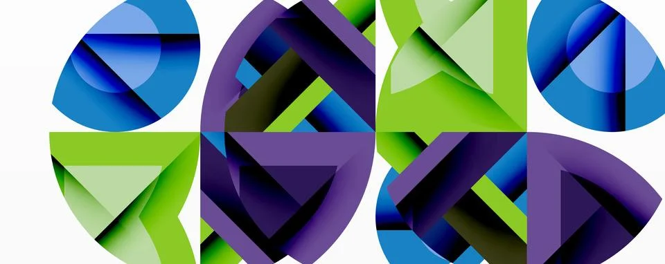 Abstract geometric artwork with interwoven angular and curved shapes, dynamic Illustrazione stock