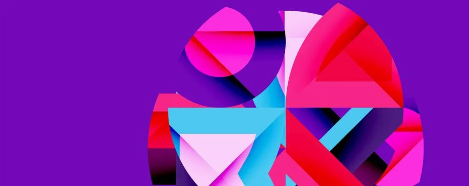 Abstract geometric artwork with interwoven angular and curved shapes, dynamic Illustrazione stock