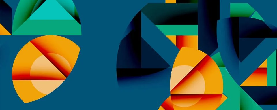 Abstract geometric artwork with interwoven angular and curved shapes, dynamic Illustrazione stock