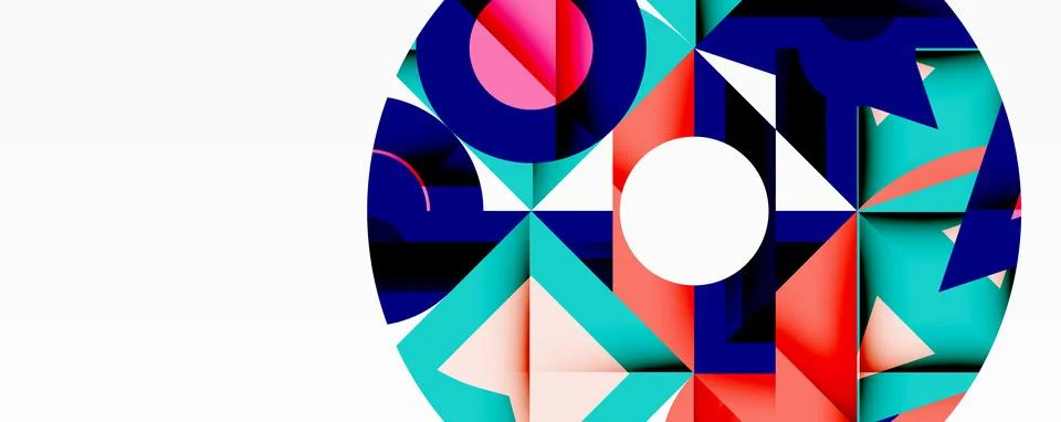 Abstract geometric artwork with interwoven angular and curved shapes, dynamic Stock Illustration