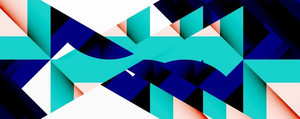 Abstract geometric artwork with interwoven angular and curved shapes, dynamic イラスト素材