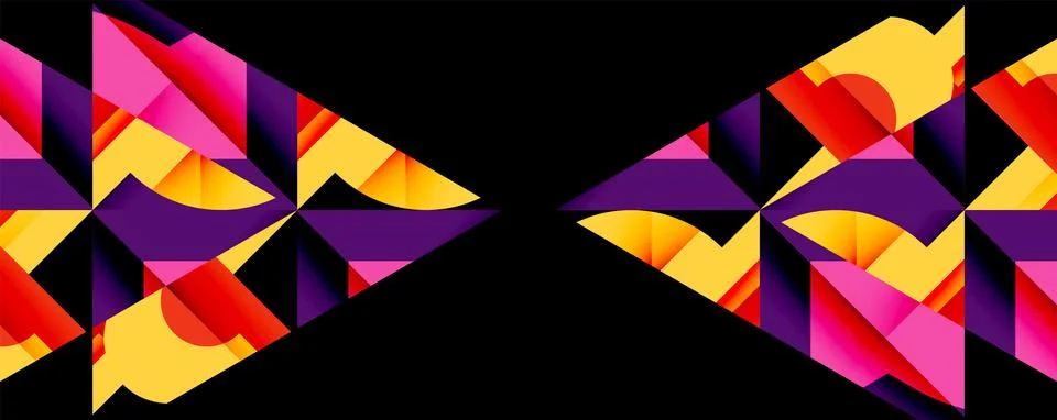 Abstract geometric artwork with interwoven angular and curved shapes, dynamic Stock Illustration