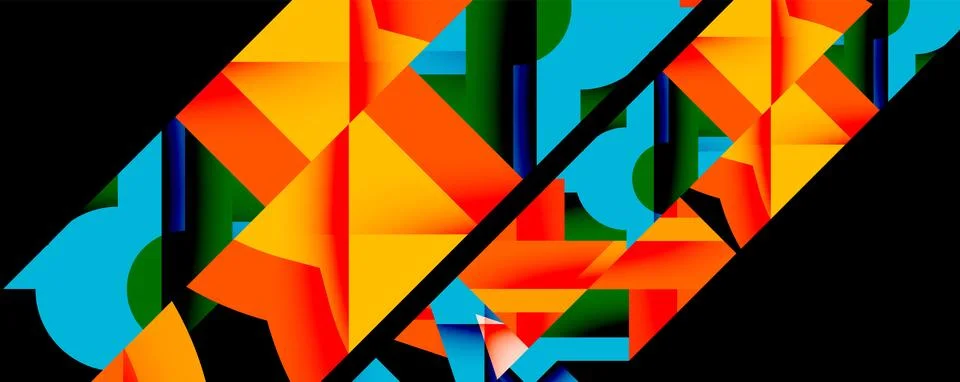 Abstract geometric artwork with interwoven angular and curved shapes, dynamic イラスト素材