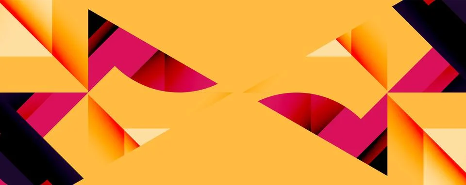 Abstract geometric artwork with interwoven angular and curved shapes, dynamic Stock Illustration