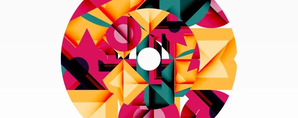 Abstract geometric artwork with interwoven angular and curved shapes, dynamic Stockillustratie