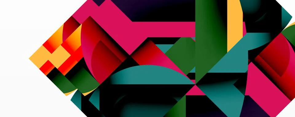 Abstract geometric artwork with interwoven angular and curved shapes, dynamic Illustrazione stock