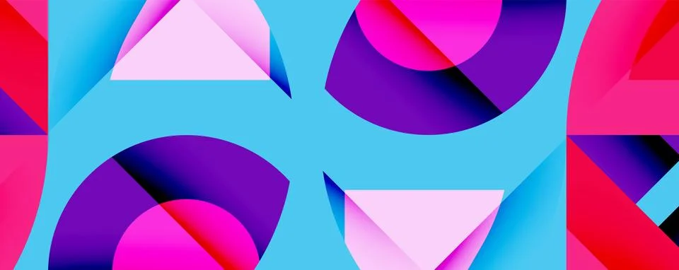 Abstract geometric artwork with interwoven angular and curved shapes, dynamic Stockillustratie